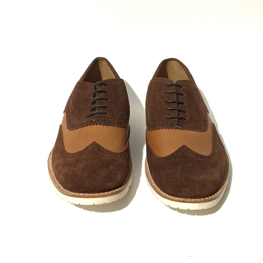 Brooks Brothers Wingtip Brown Suede Dress Shoes Oxford Red Fleece Men's 9 - Picture 2 of 10